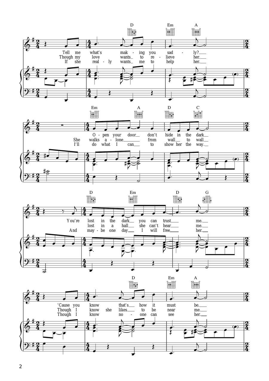 Sad Lisa Sad Lisa Piano, Vocal, Guitar scores gallery preview page 2