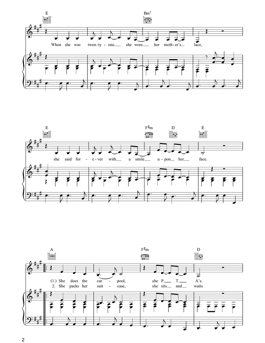 He Thinks He'll Keep Her He Thinks He'll Keep Her Piano, Vocal, Guitar scores gallery preview page 2