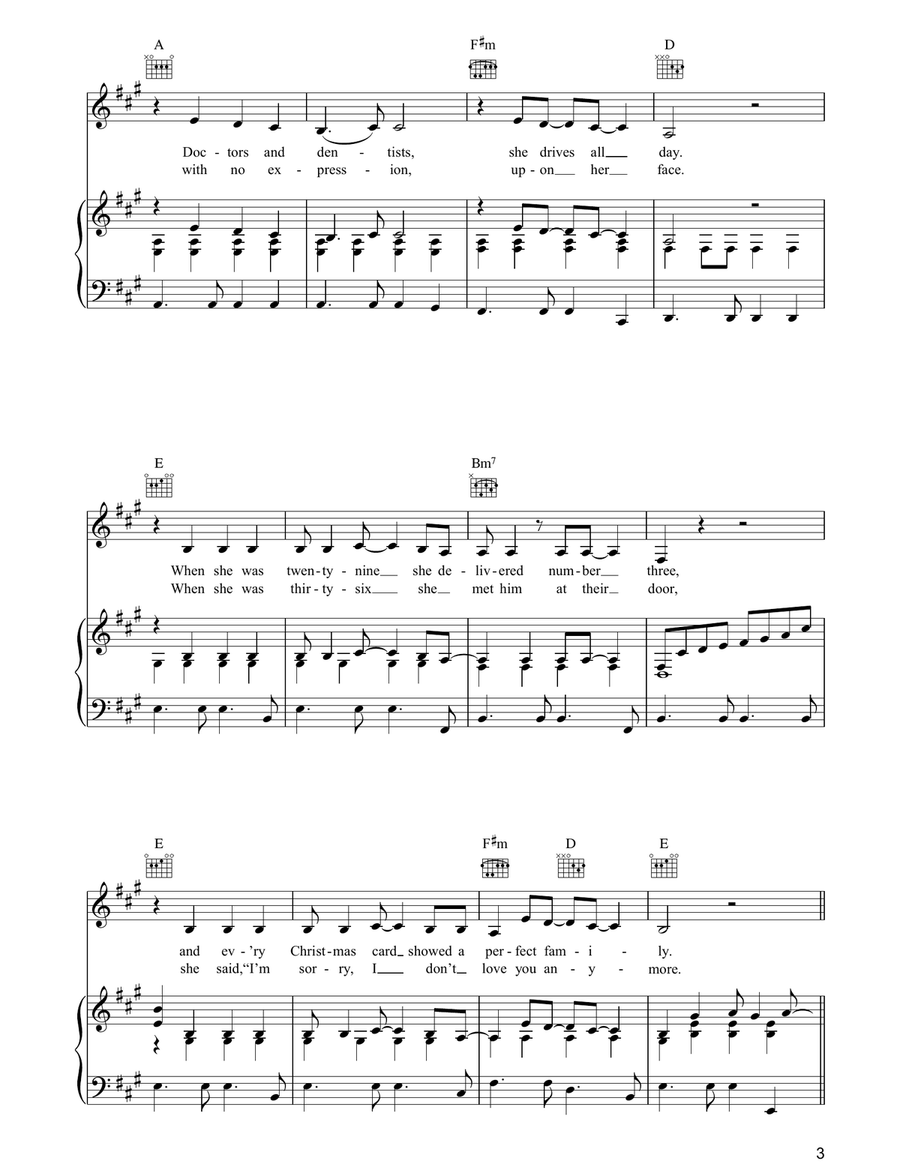He Thinks He'll Keep Her He Thinks He'll Keep Her Piano, Vocal, Guitar scores gallery preview page 3