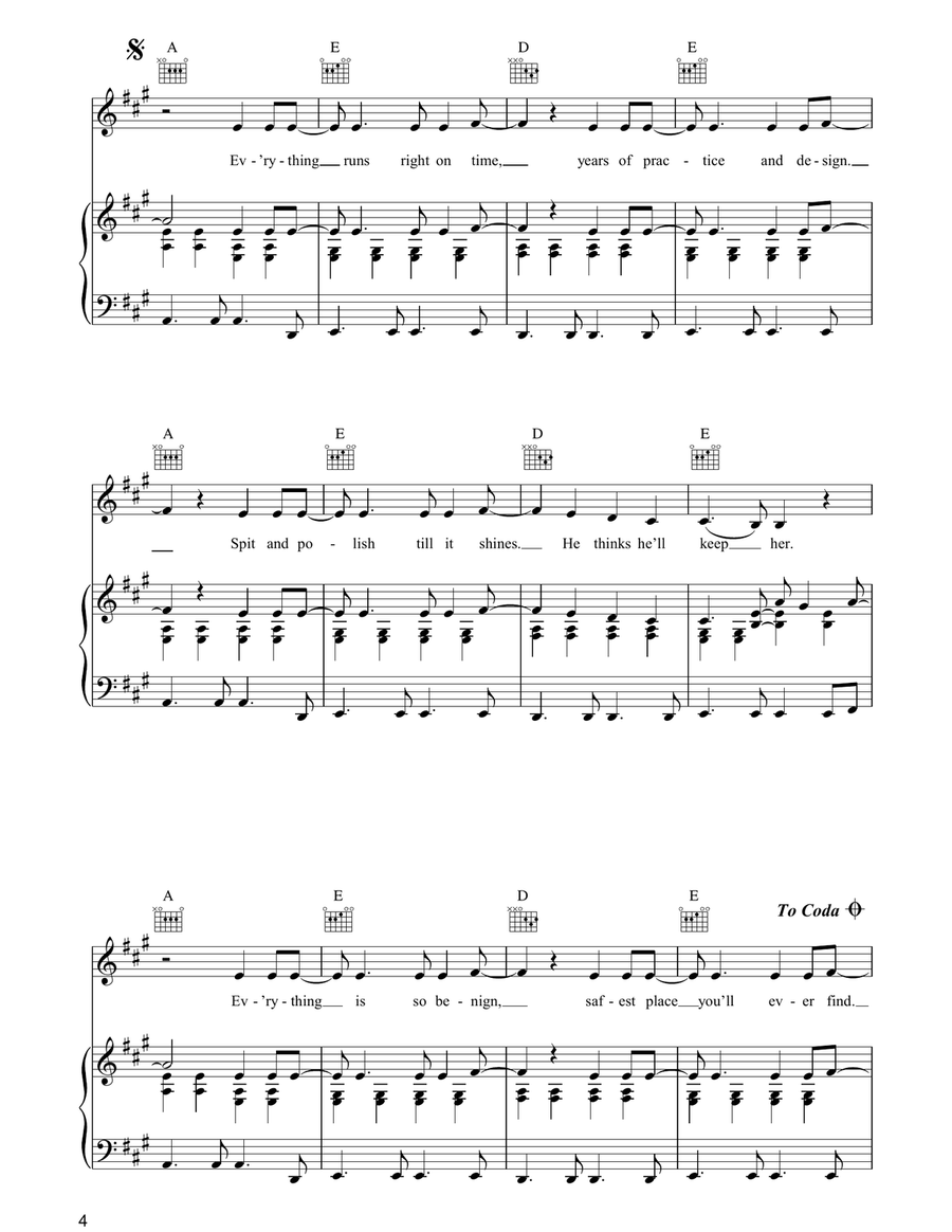 He Thinks He'll Keep Her He Thinks He'll Keep Her Piano, Vocal, Guitar scores gallery preview page 4