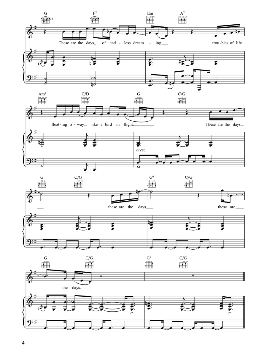 These Are The Days Piano, Vocal, Guitar scores gallery preview page 4