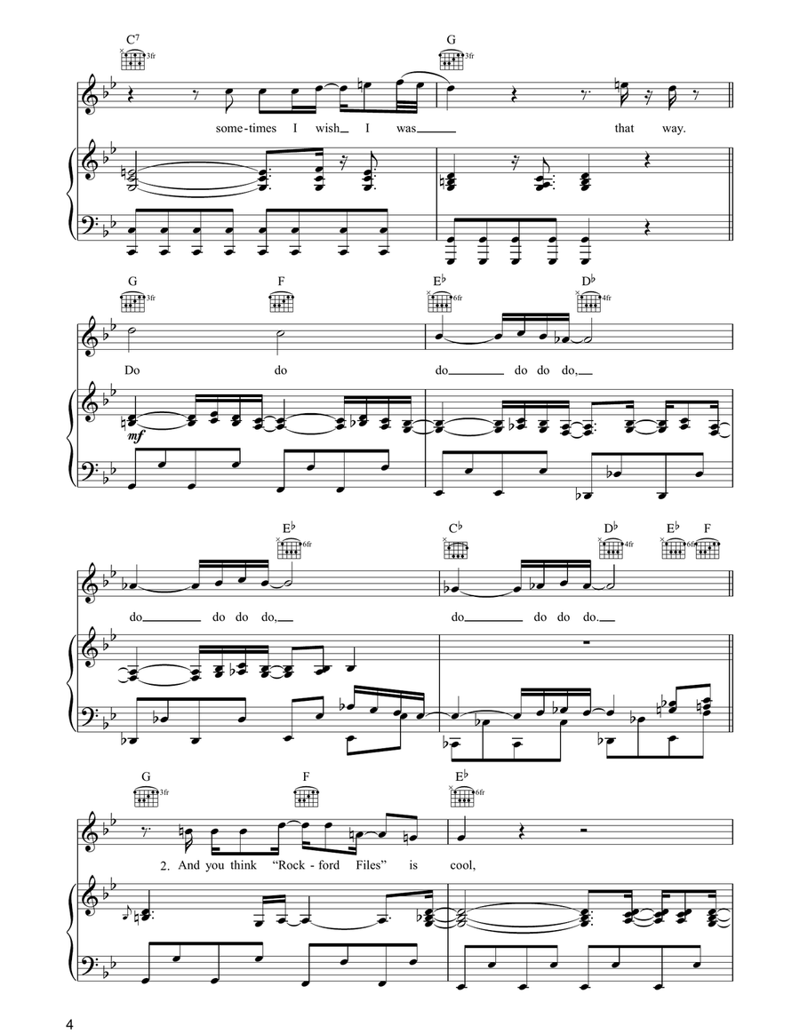 Battle Of Who Could Care Less Piano, Vocal, Guitar scores gallery preview page 4