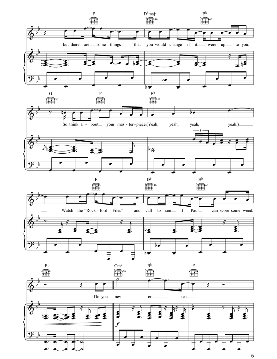 Battle Of Who Could Care Less Piano, Vocal, Guitar scores gallery preview page 5