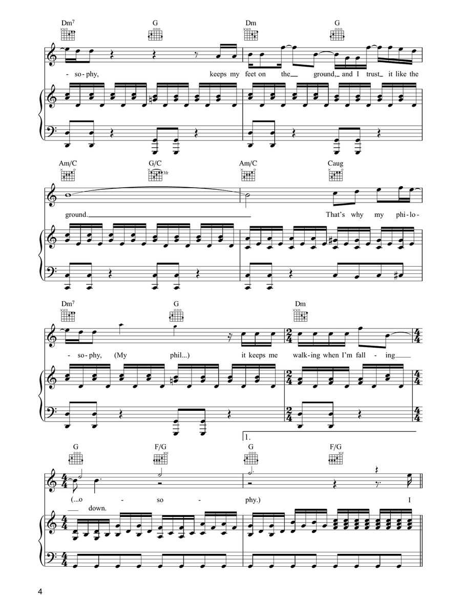 Philosophy Philosophy Piano, Vocal, Guitar scores gallery preview page 4