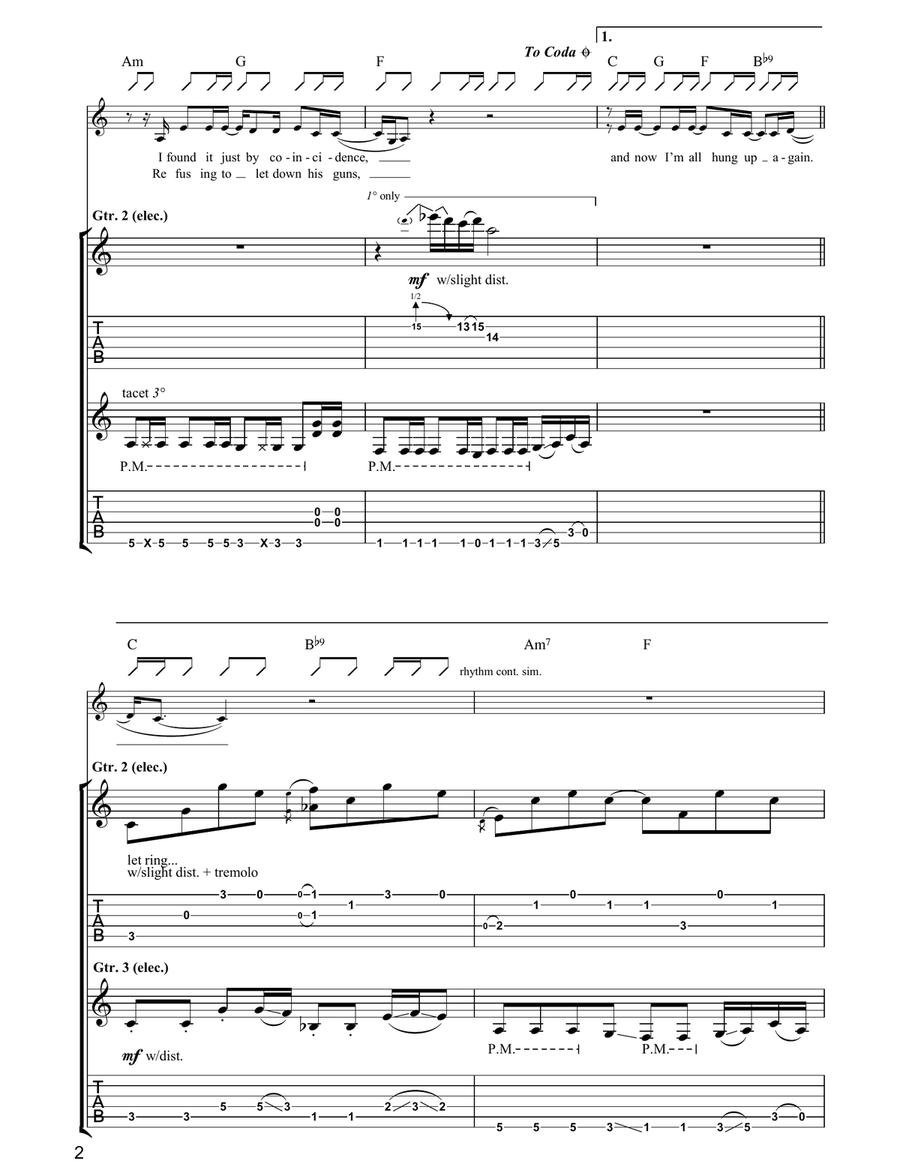 Hung Up Hung Up Guitar Tablature scores gallery preview page 2