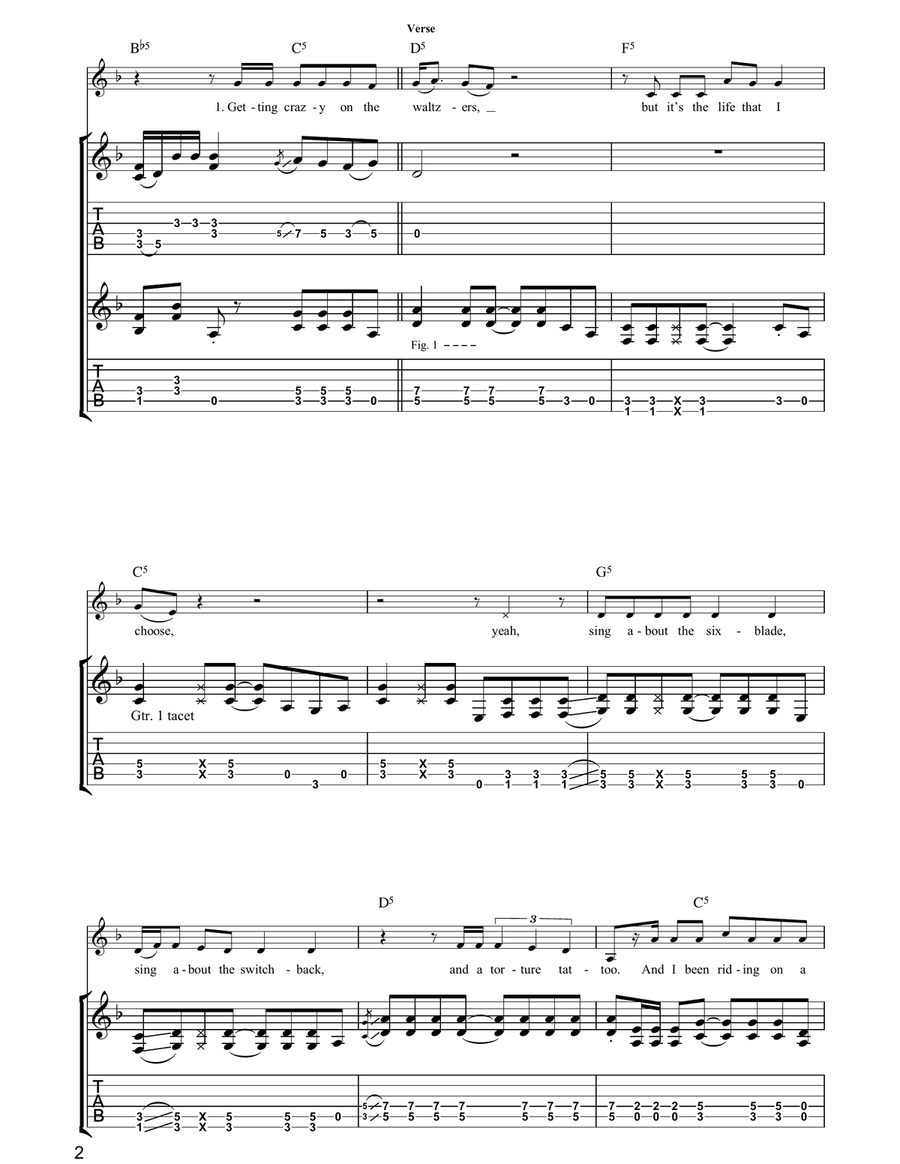 Tunnel Of Love Tunnel Of Love Guitar Tablature scores gallery preview page 2