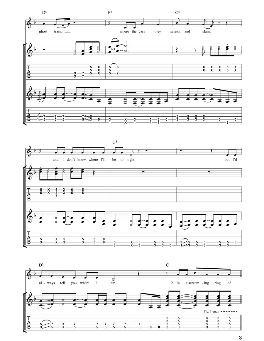 Tunnel Of Love Tunnel Of Love Guitar Tablature scores gallery preview page 3