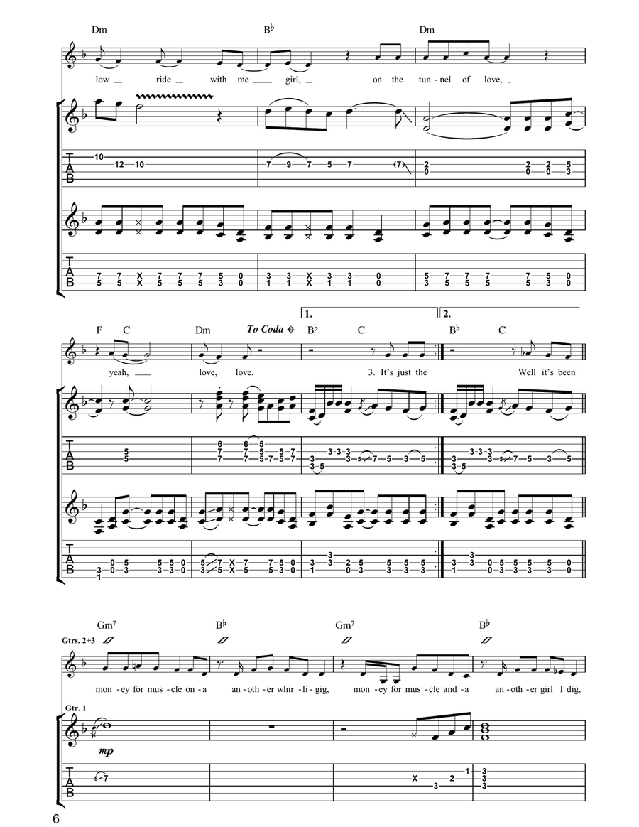 Tunnel Of Love Tunnel Of Love Guitar Tablature scores gallery preview page 6