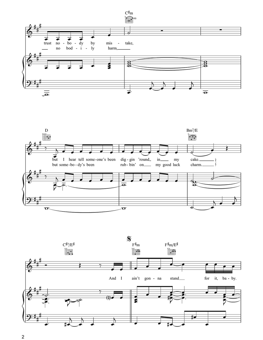 I Ain't Gonna Stand For It Piano, Vocal, Guitar scores gallery preview page 2