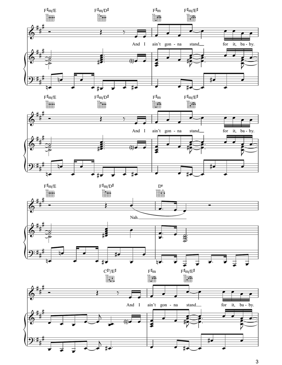I Ain't Gonna Stand For It Piano, Vocal, Guitar scores gallery preview page 3