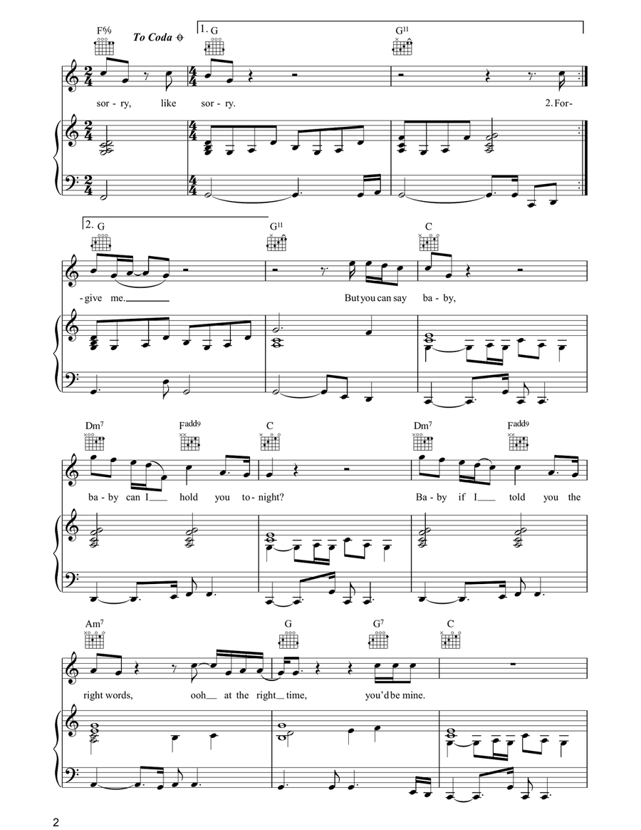 Baby Can I Hold You Baby Can I Hold You Piano, Vocal, Guitar scores gallery preview page 2