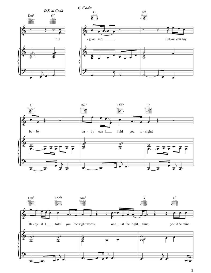 Baby Can I Hold You Baby Can I Hold You Piano, Vocal, Guitar scores gallery preview page 3