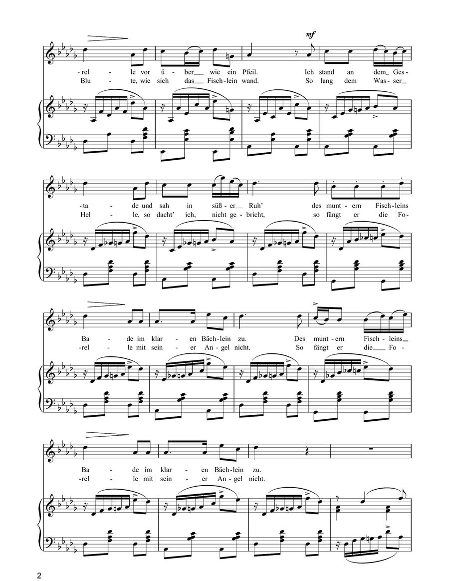 Theme From The Trout Quintet (Die Forelle) Piano, Vocal, Guitar scores gallery preview page 2