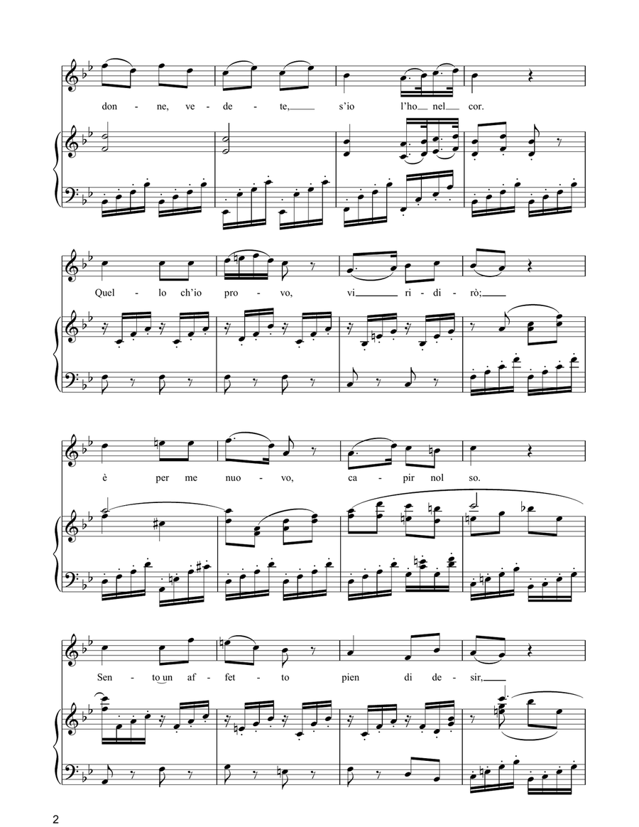 Voi Che Sapete (from The Marriage Of Figaro) Piano, Vocal, Guitar scores gallery preview page 2