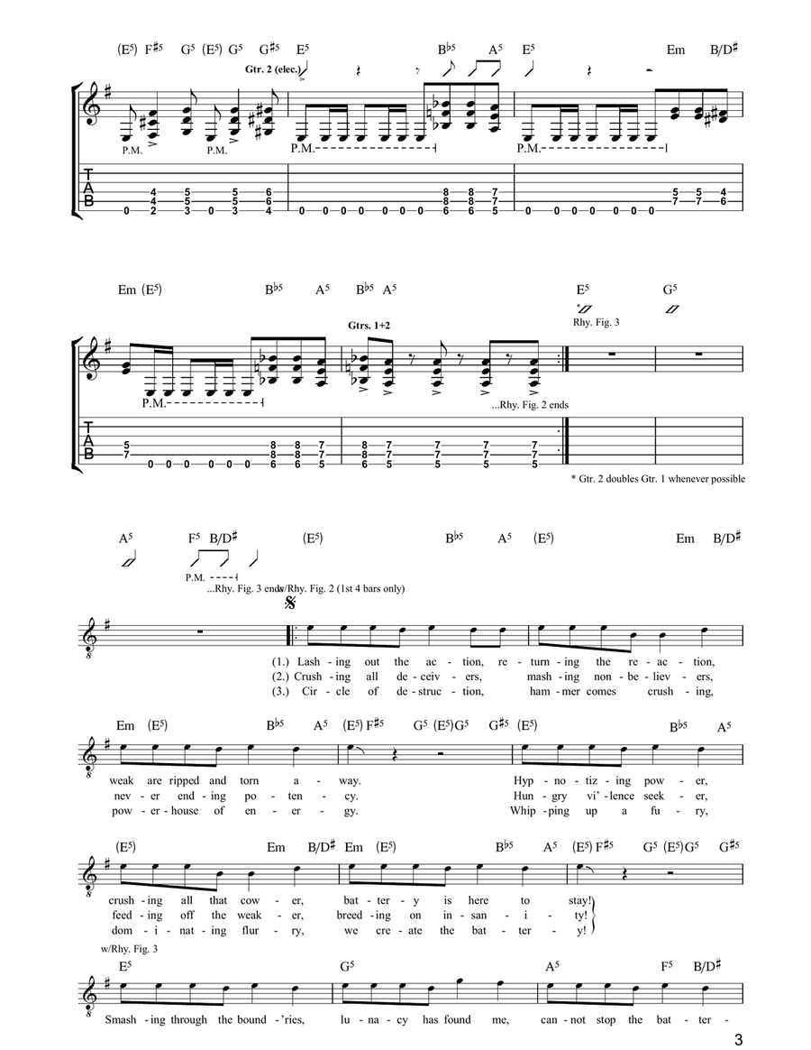 Battery Battery Electric Guitar scores gallery preview page 3