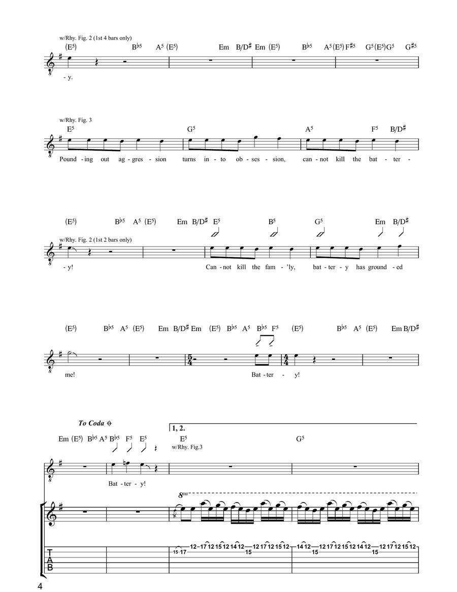 Battery Battery Electric Guitar scores gallery preview page 4