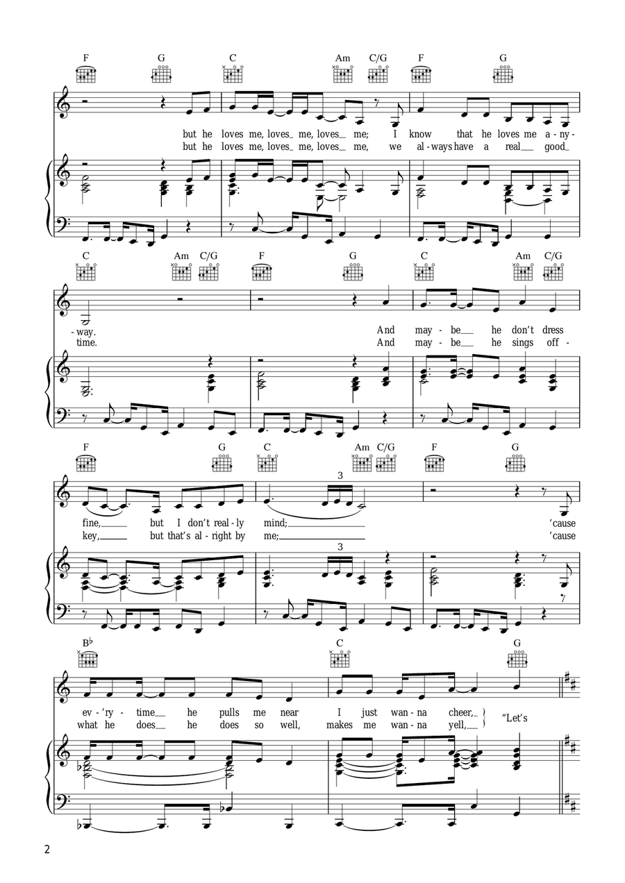 Let's Hear It For The Boy Piano, Vocal, Guitar scores gallery preview page 2