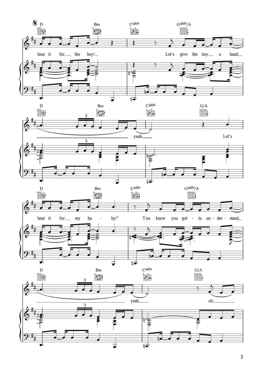 Let's Hear It For The Boy Piano, Vocal, Guitar scores gallery preview page 3