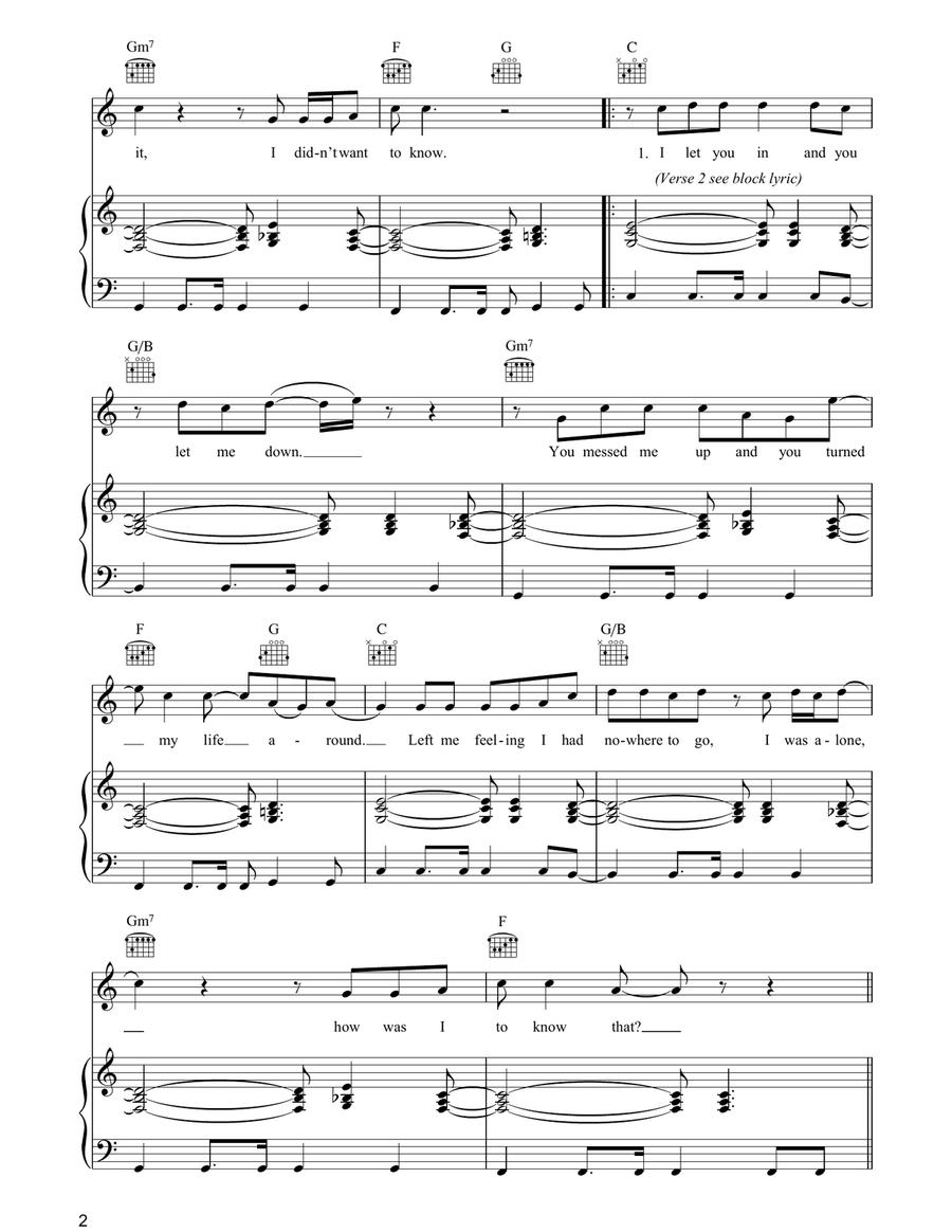 Picture Of You Picture Of You Piano, Vocal, Guitar scores gallery preview page 2