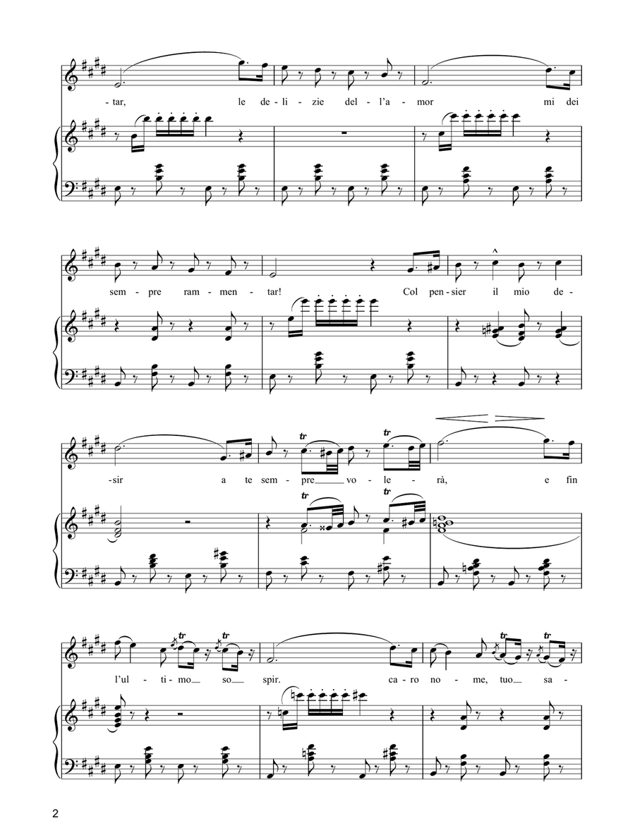 Caro Nome (from Rigoletto) Piano, Vocal, Guitar scores gallery preview page 2