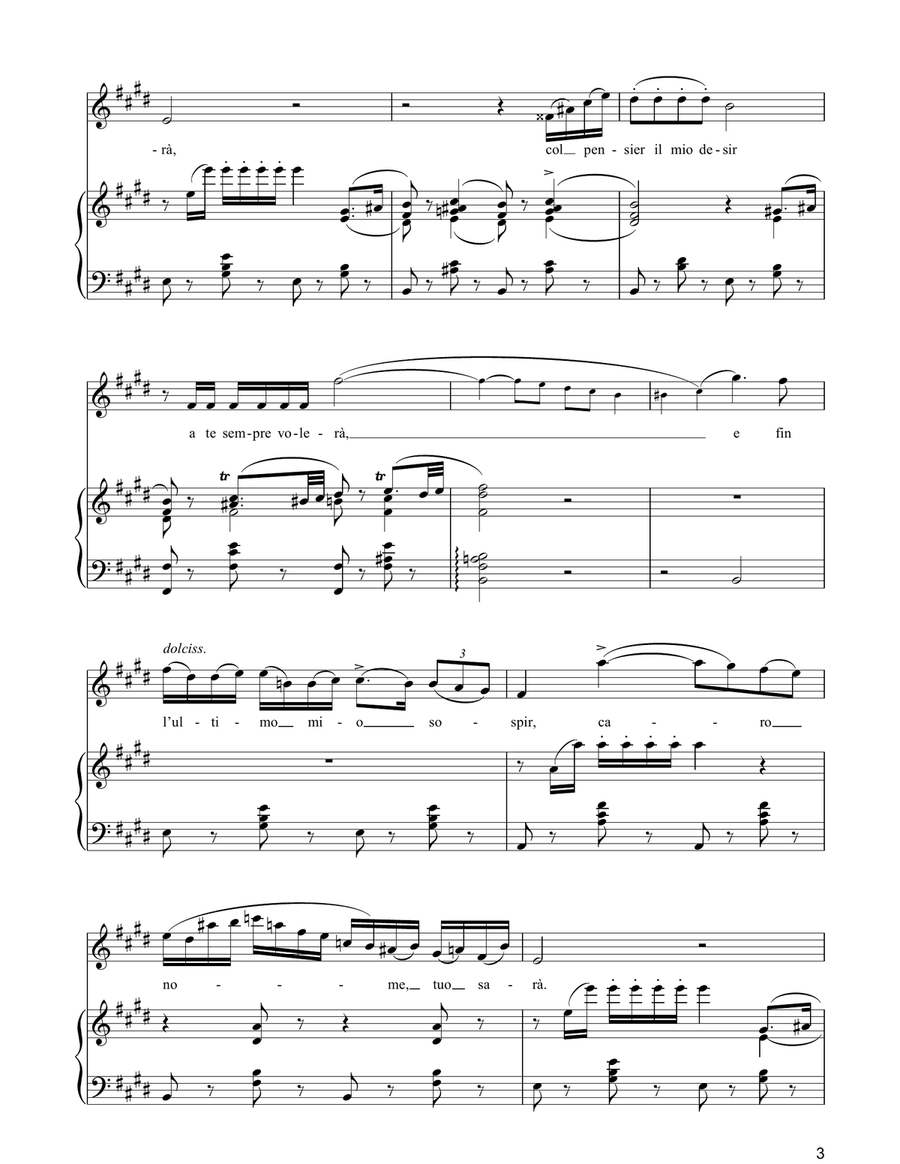 Caro Nome (from Rigoletto) Piano, Vocal, Guitar scores gallery preview page 3