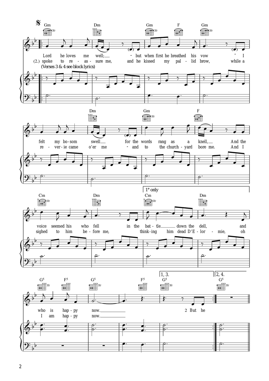 Bridal Ballad (from The Merchant Of Venice) Piano, Vocal, Guitar scores gallery preview page 2