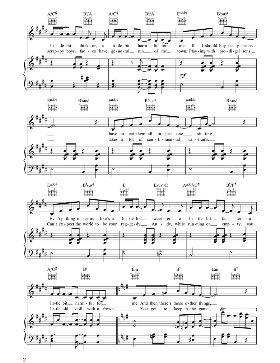 Cigarettes And Chocolate Milk Piano, Vocal, Guitar scores gallery preview page 2