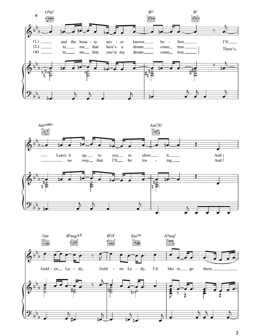 Golden Lady Golden Lady Piano, Vocal, Guitar scores gallery preview page 3