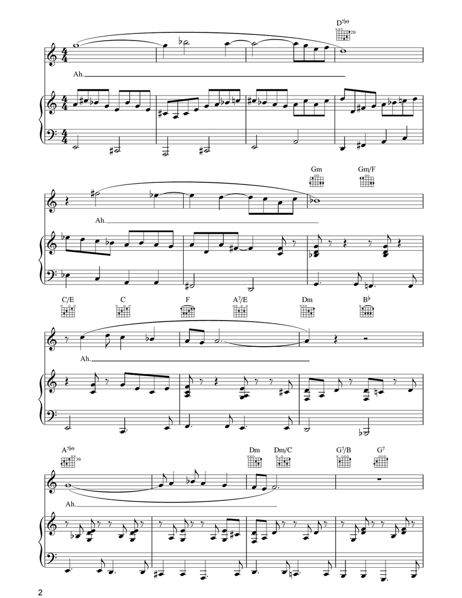 Aria (Cantilena) from Bachianas Brasileiras No. 5 Piano, Vocal, Guitar scores gallery preview page 2