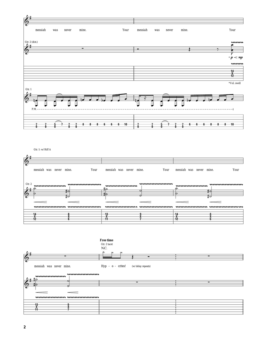 Hypocrites Hypocrites Electric Guitar scores gallery preview page 2