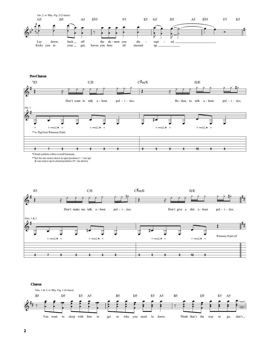 Politics Politics Electric Guitar scores gallery preview page 2