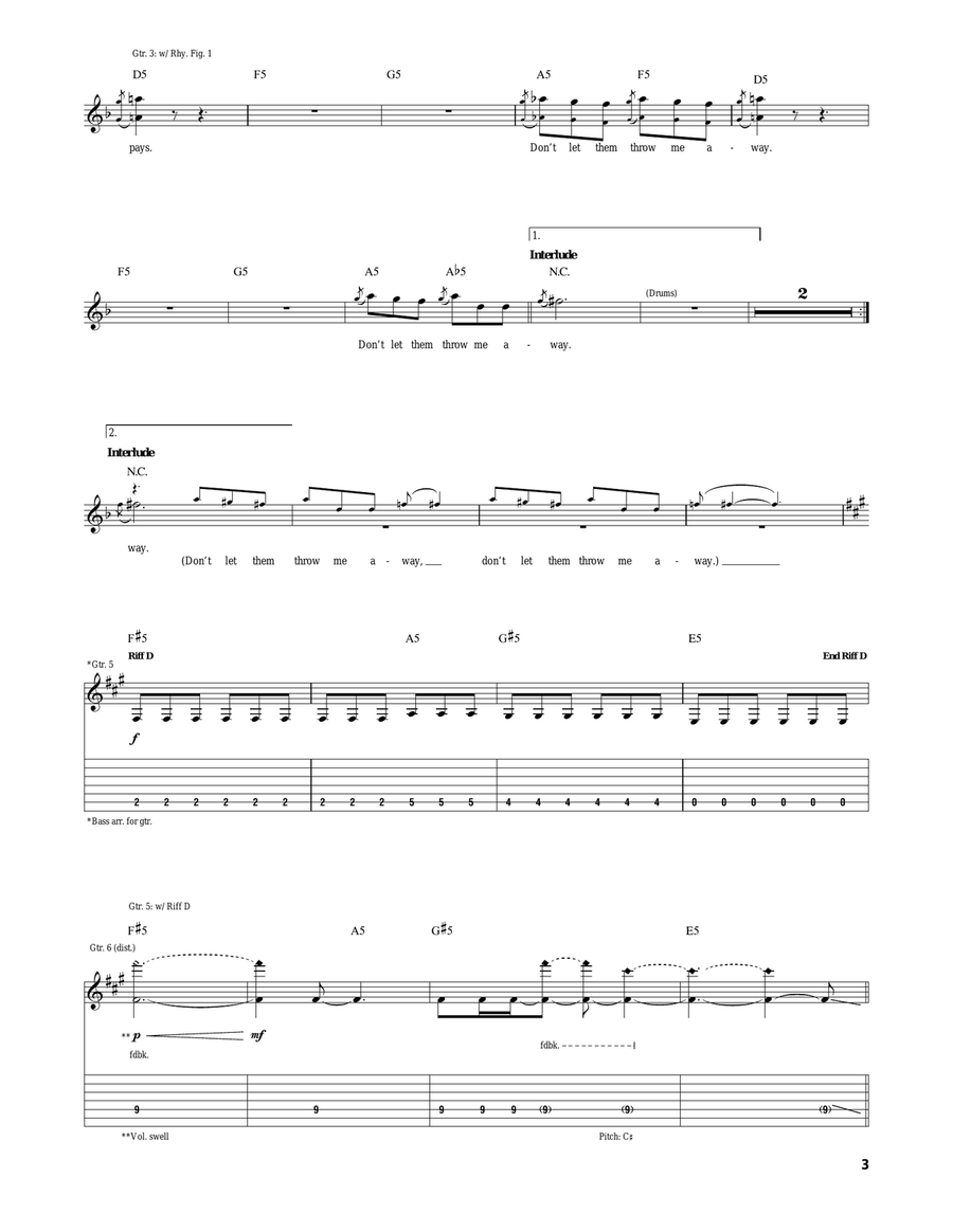 Don't Let Them Throw Me Away Electric Guitar scores gallery preview page 3