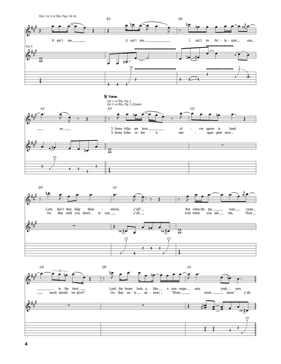 Fortunate Son Fortunate Son Acoustic Guitar scores gallery preview page 4