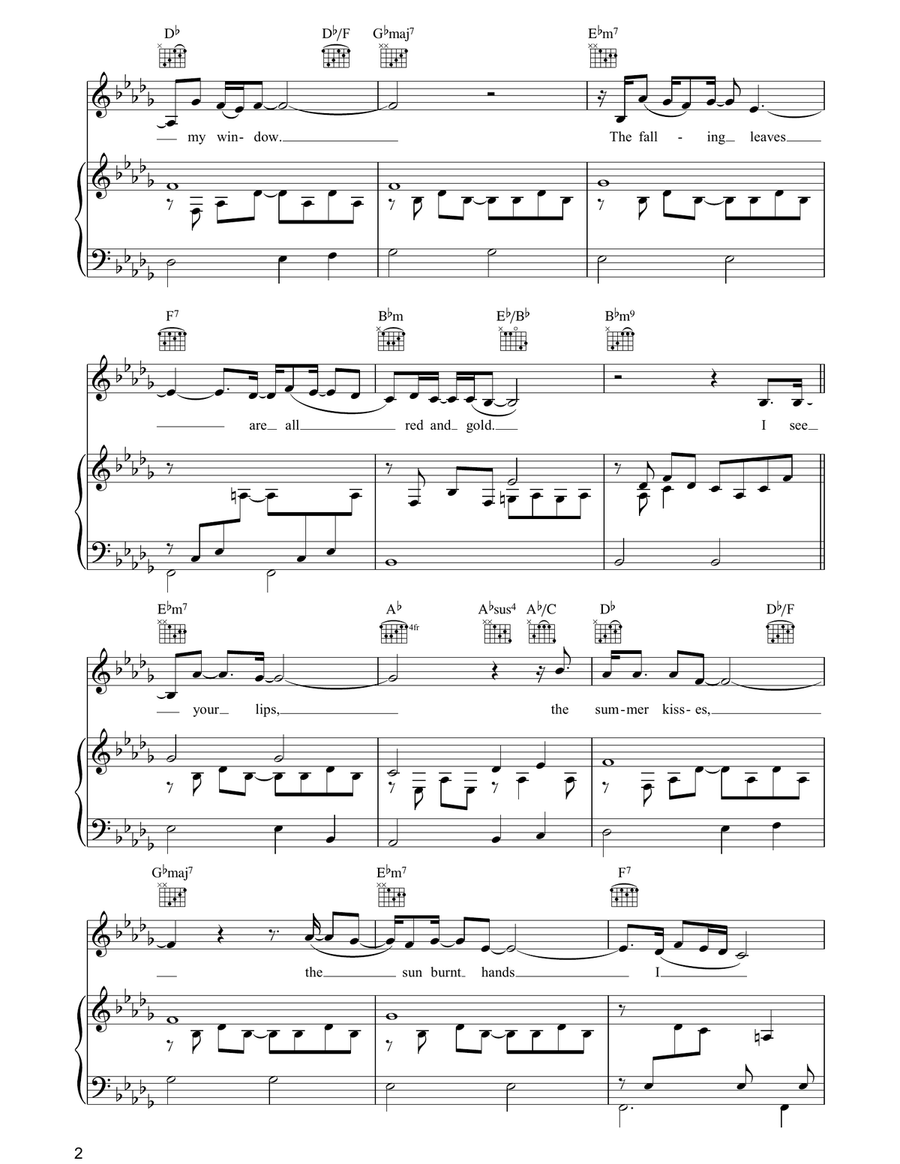 Autumn Leaves (Les Feuilles Mortes) Piano, Vocal, Guitar scores gallery preview page 2
