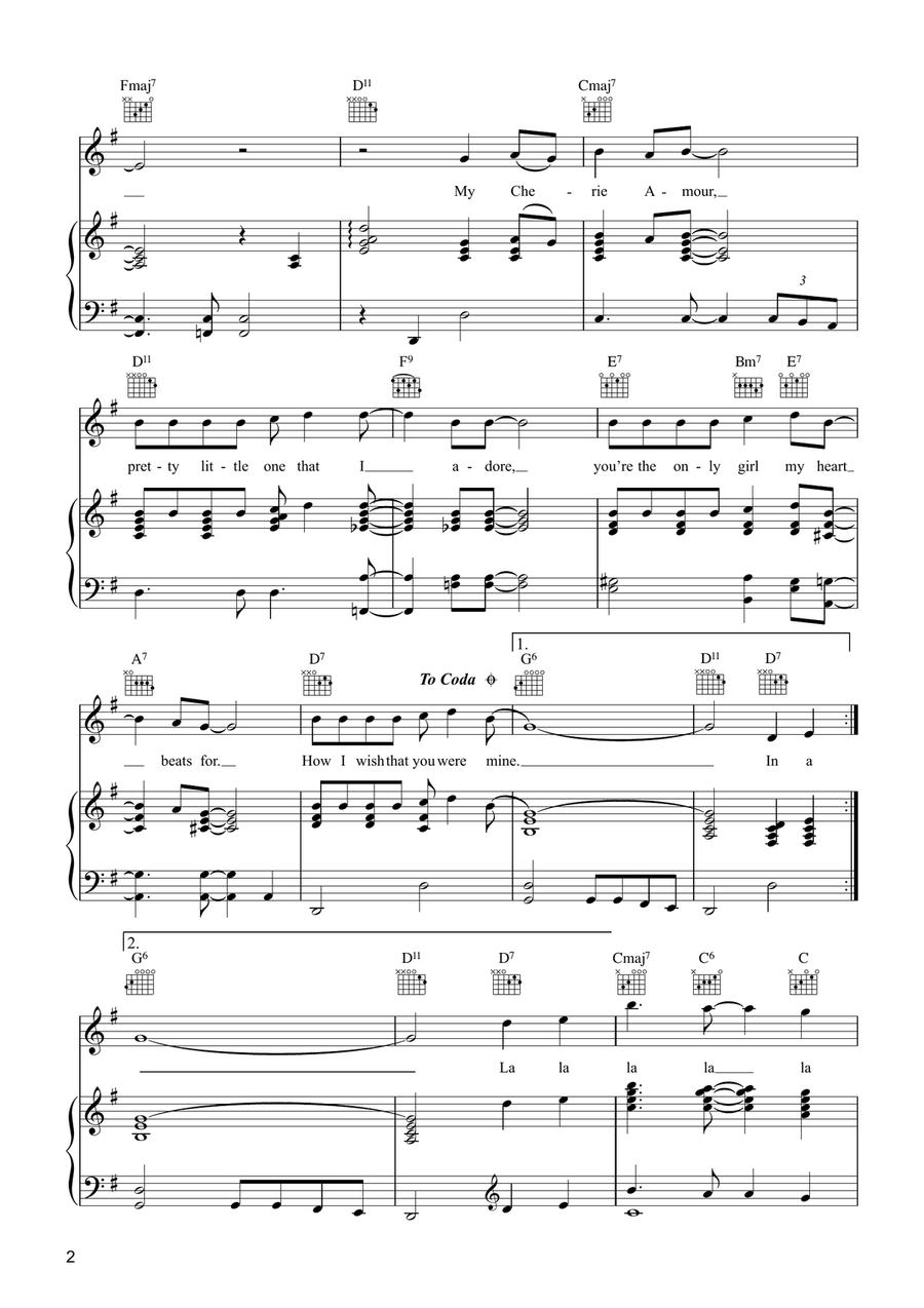 My Cherie Amour My Cherie Amour Piano, Vocal, Guitar scores gallery preview page 2