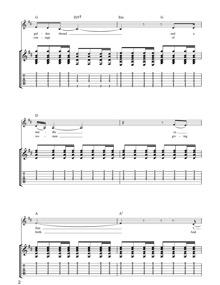 Oh, Had I A Golden Thread Acoustic Guitar scores gallery preview page 2