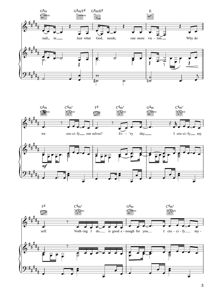 Crucify Crucify Piano, Vocal, Guitar scores gallery preview page 3