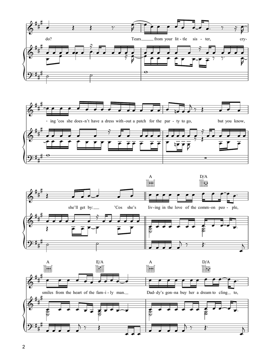 Love Of The Common People Piano, Vocal, Guitar scores gallery preview page 2