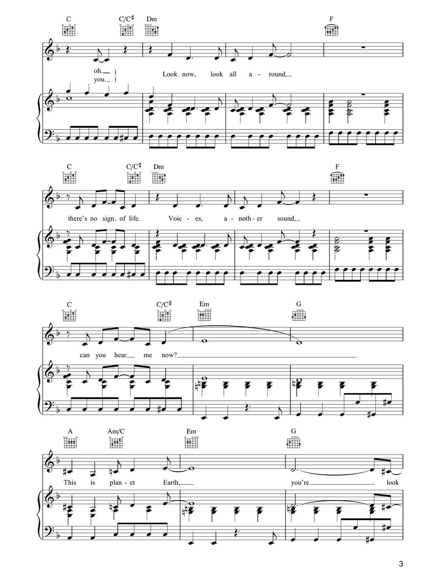 Planet Earth Planet Earth Piano, Vocal, Guitar scores gallery preview page 3