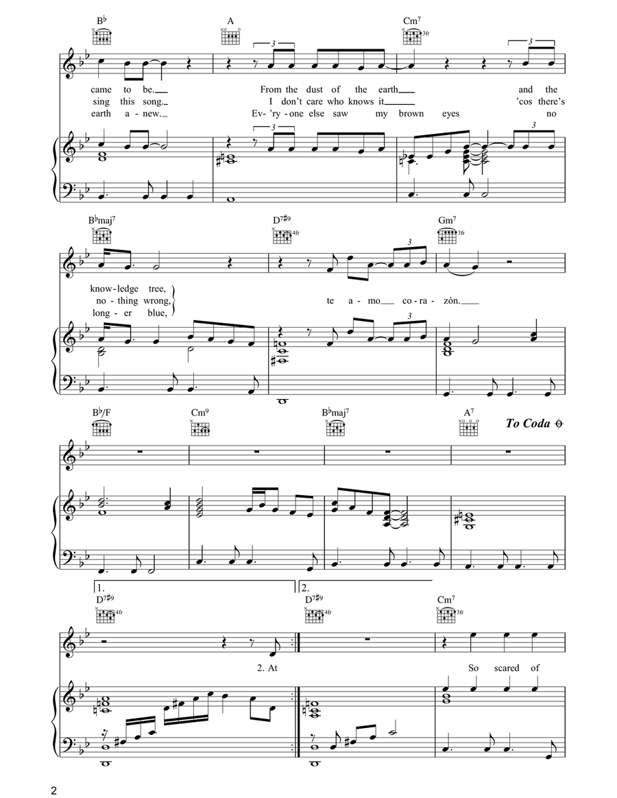 Te Amo Corazon Te Amo Corazon Piano, Vocal, Guitar scores gallery preview page 2