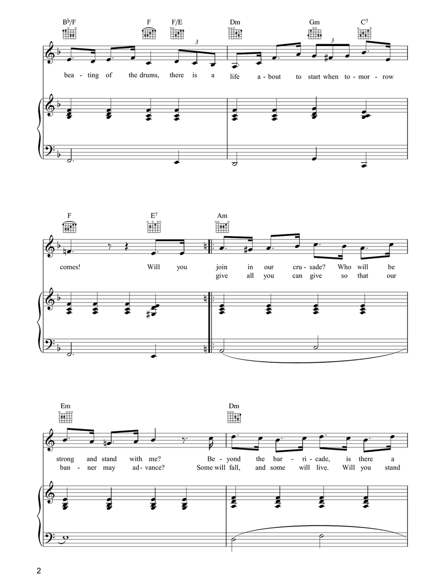 Do You Hear The People Sing? Piano, Vocal, Guitar scores gallery preview page 2