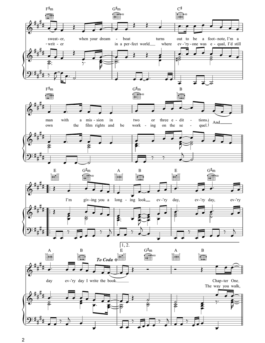 Every Day I Write The Book Piano, Vocal, Guitar scores gallery preview page 2