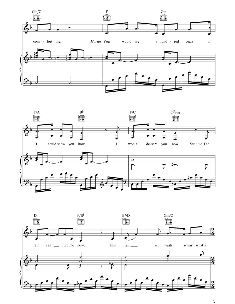 A Little Fall Of Rain Piano, Vocal, Guitar scores gallery preview page 3