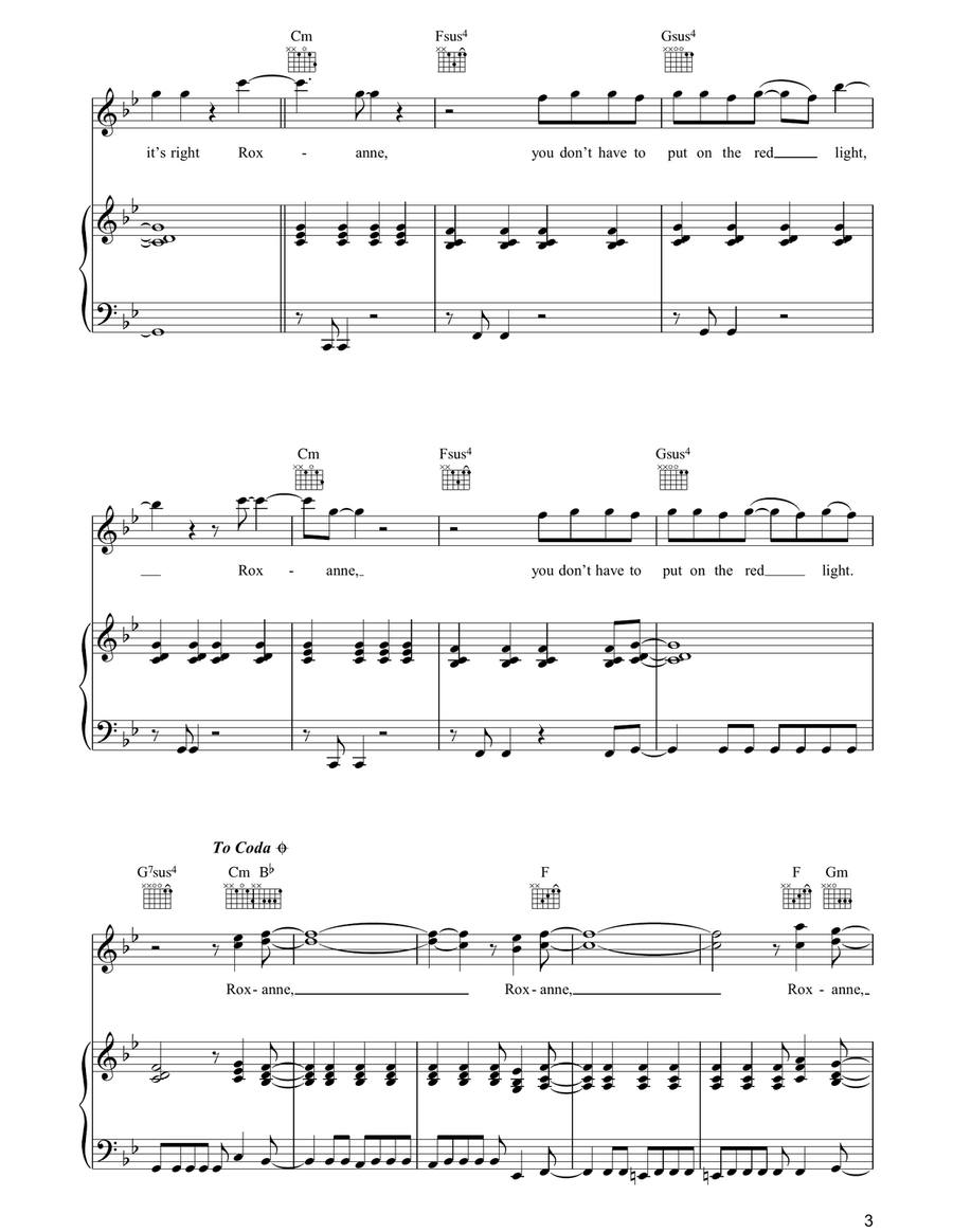 Roxanne Roxanne Piano, Vocal, Guitar scores gallery preview page 3