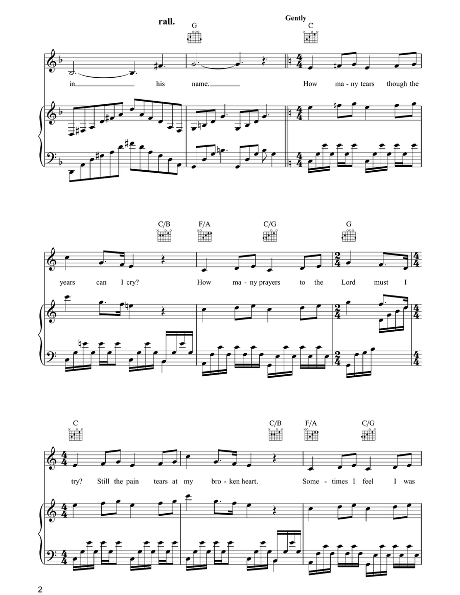 How Many Tears? (from Martin Guerre) Piano, Vocal, Guitar scores gallery preview page 2