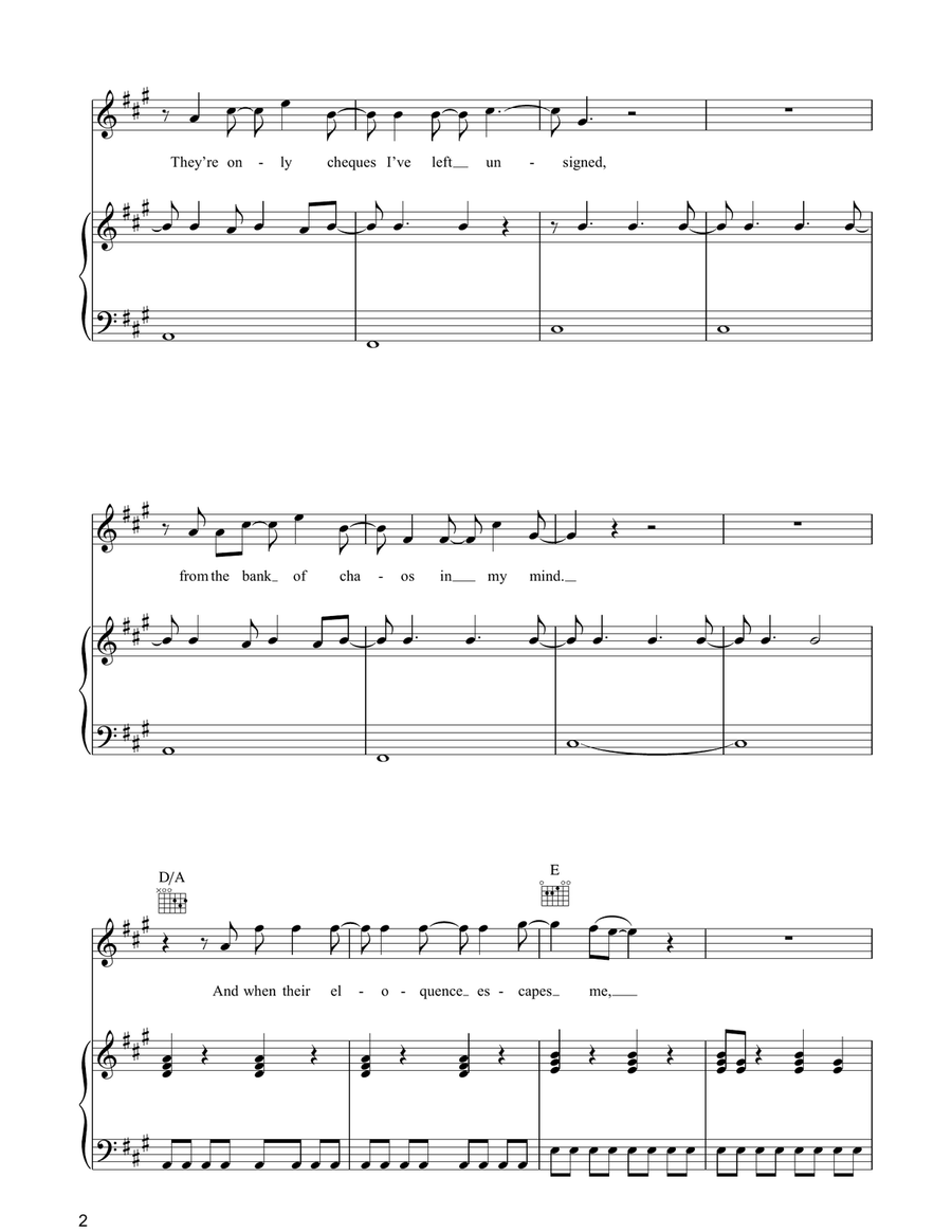 De Do Do Do, De Da Da Da De Do Do Do, De Da Da Da Piano, Vocal, Guitar scores gallery preview page 2