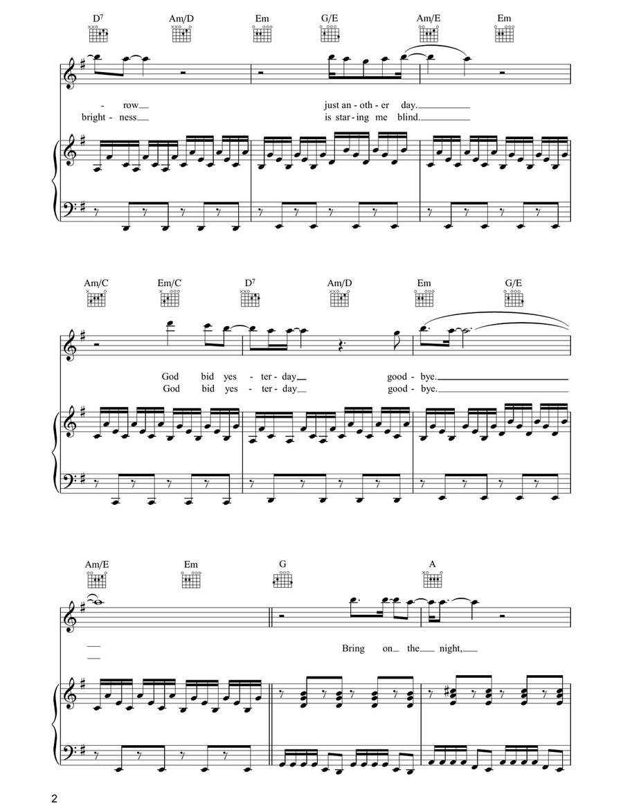 Bring On The Night Bring On The Night Piano, Vocal, Guitar scores gallery preview page 2