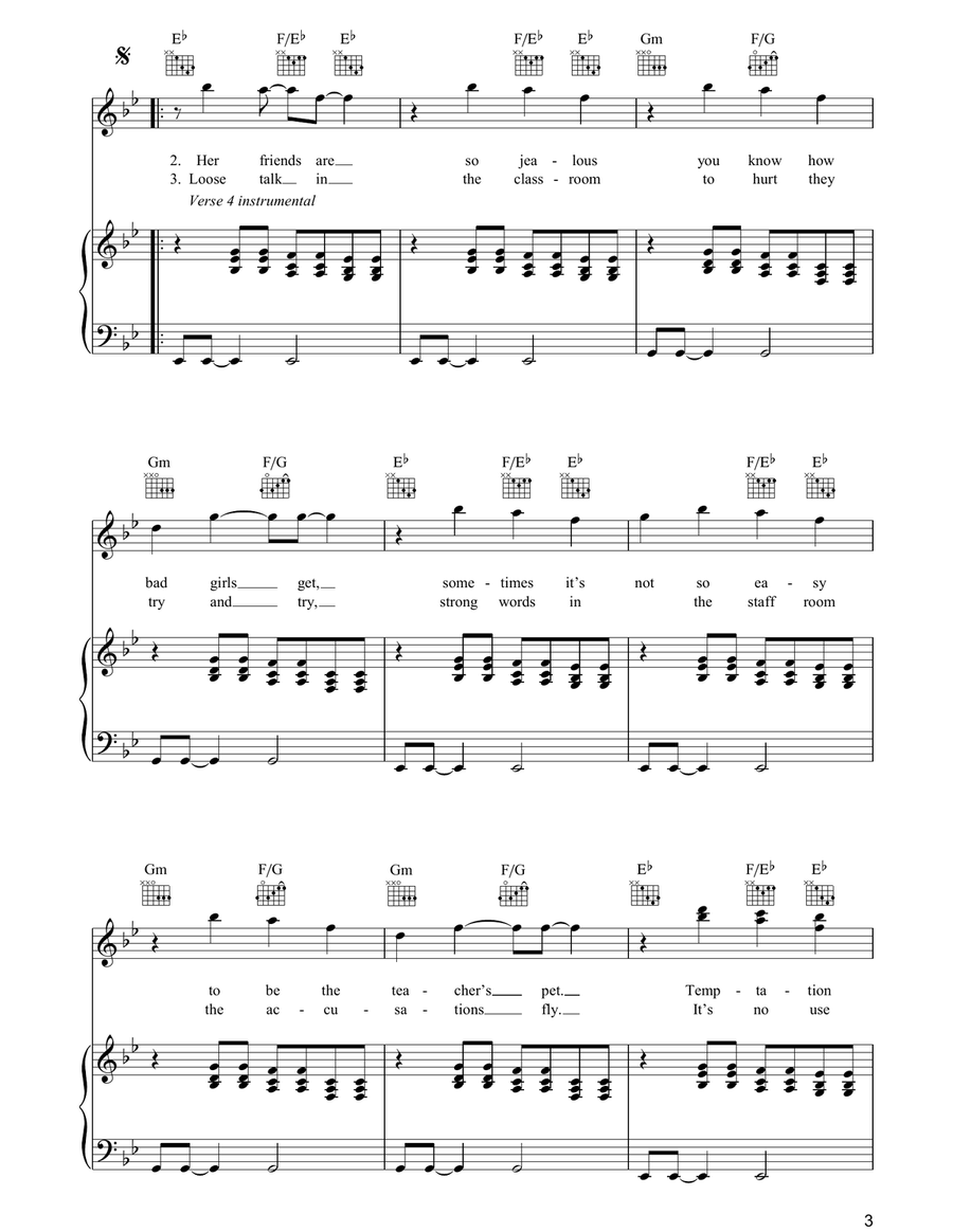 Don't Stand So Close To Me Piano, Vocal, Guitar scores gallery preview page 3