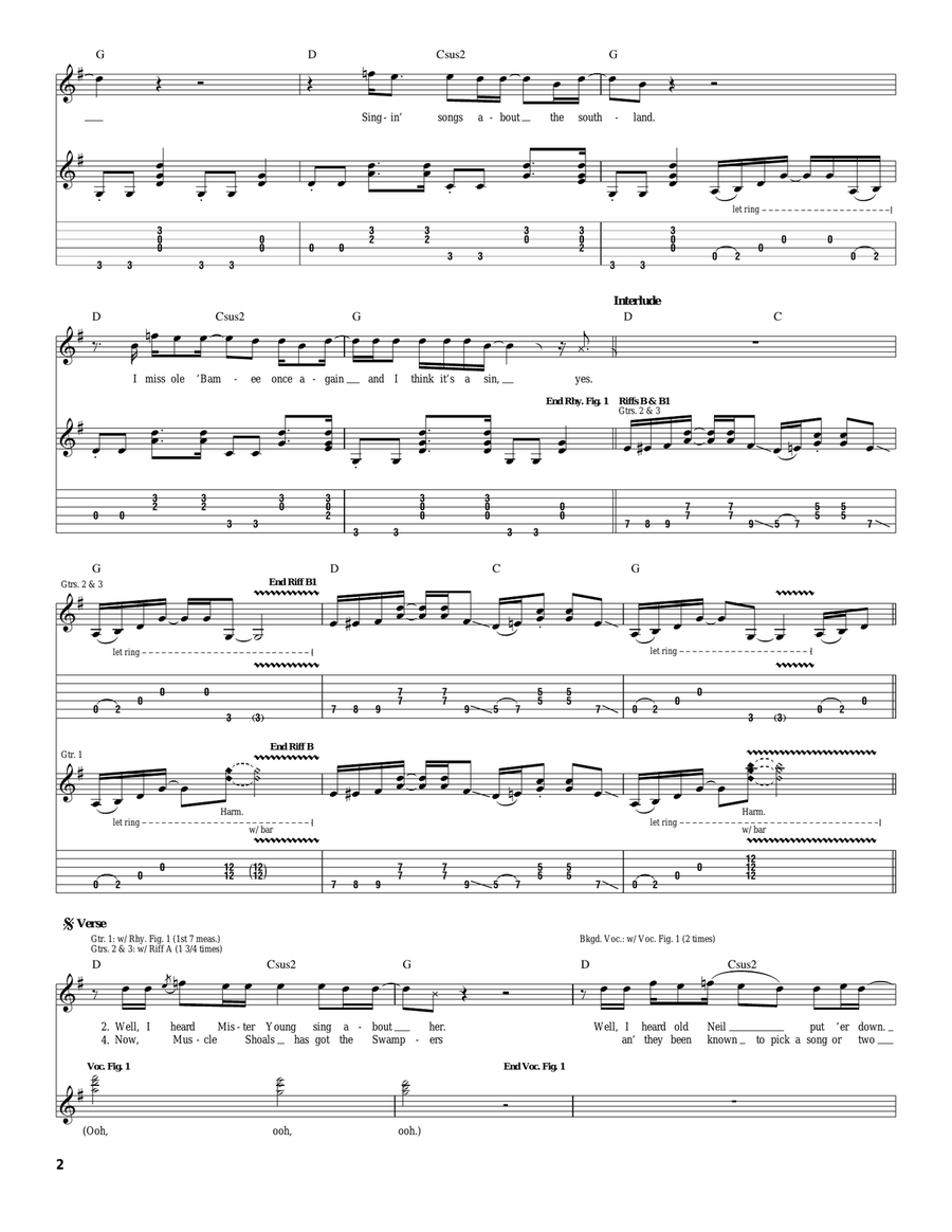 Sweet Home Alabama Sweet Home Alabama Acoustic Guitar scores gallery preview page 2