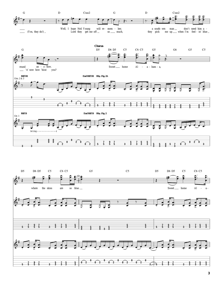 Sweet Home Alabama Sweet Home Alabama Acoustic Guitar scores gallery preview page 3